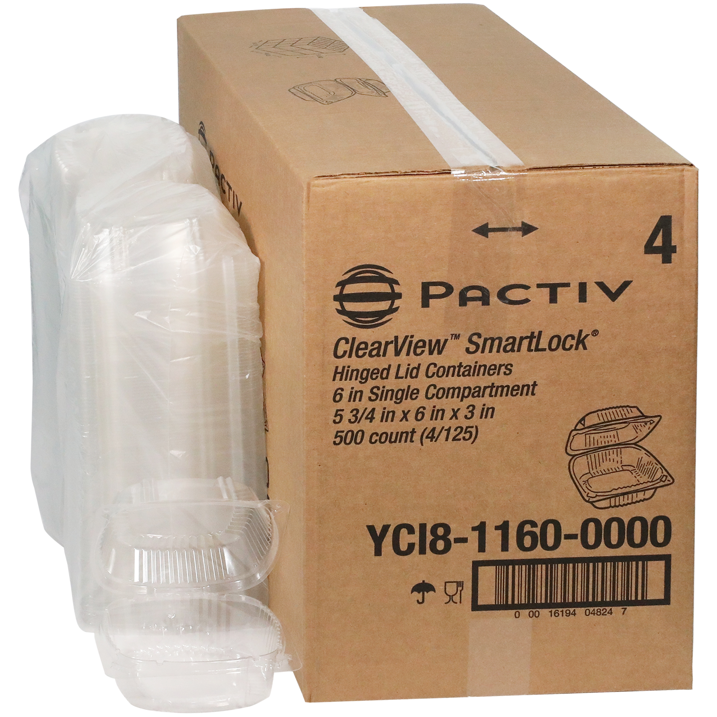 Take-Out Container Hinged With Dome Lid 5.8X6X3 IN OPS Clear