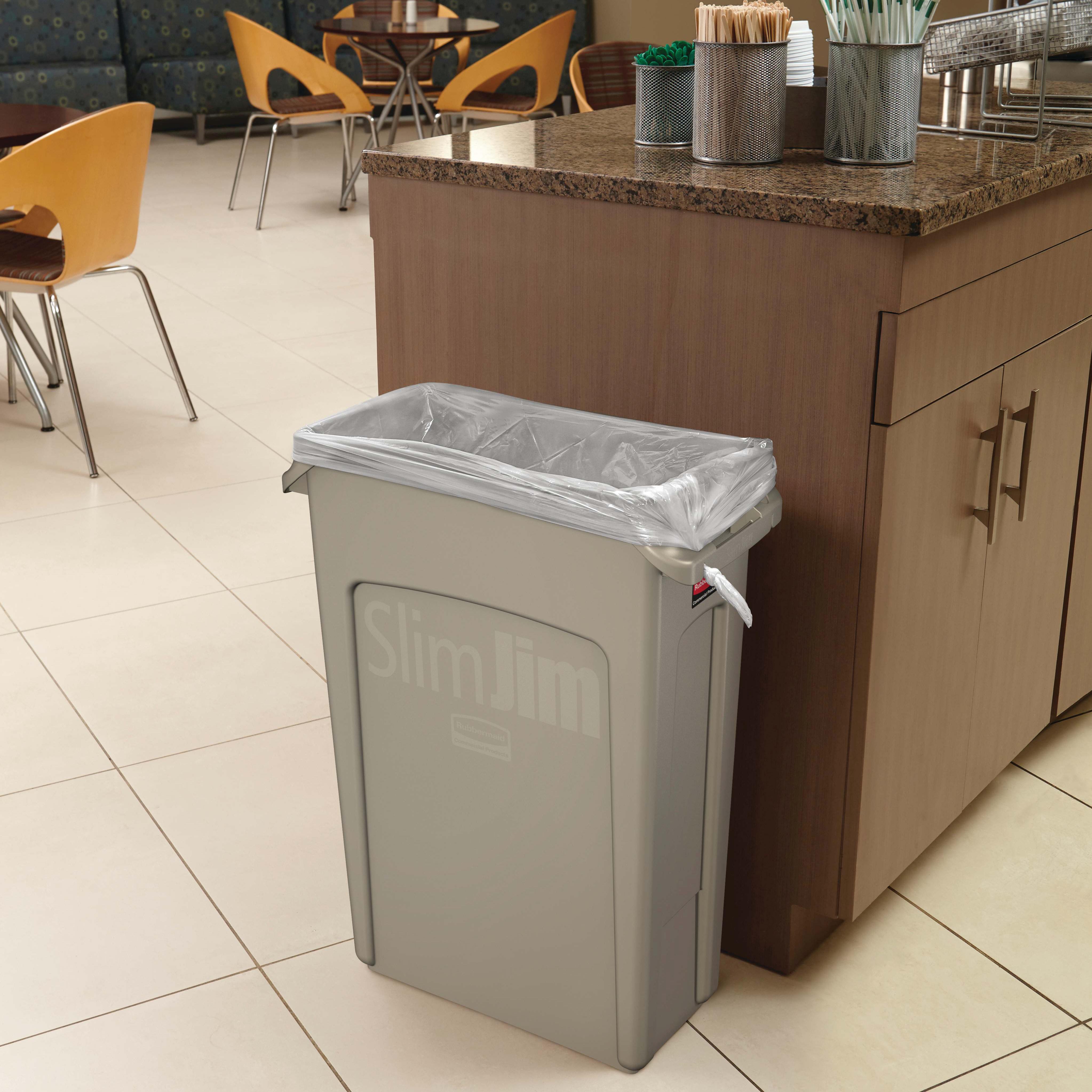 Slim Jim® 1-Stream Trash Can 22X11X25 IN 16 GAL 64 QT Beige