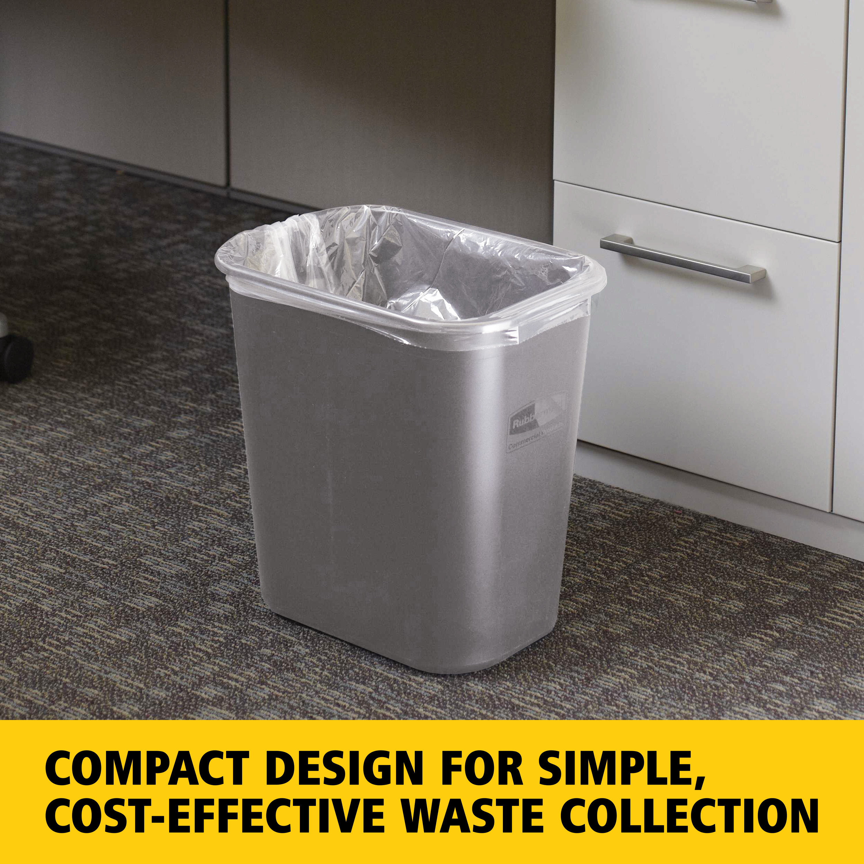 Trash Can 14.5X10.5X15 IN 7 GAL 28 QT Gray Rectangle Resin
