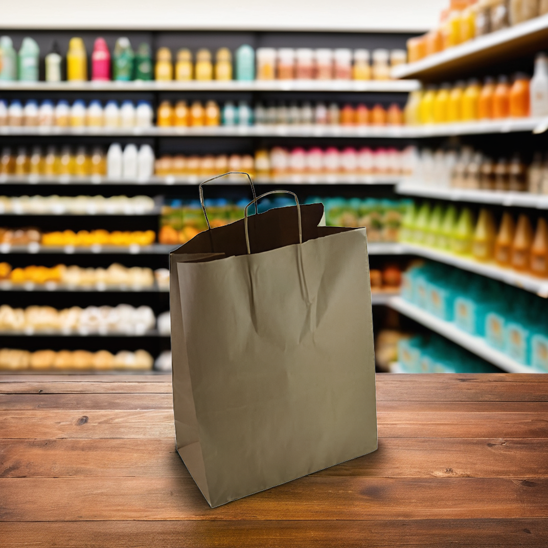 Victoria Bay Shopper Bag 13X7X17 IN Paper Kraft With Handle 250