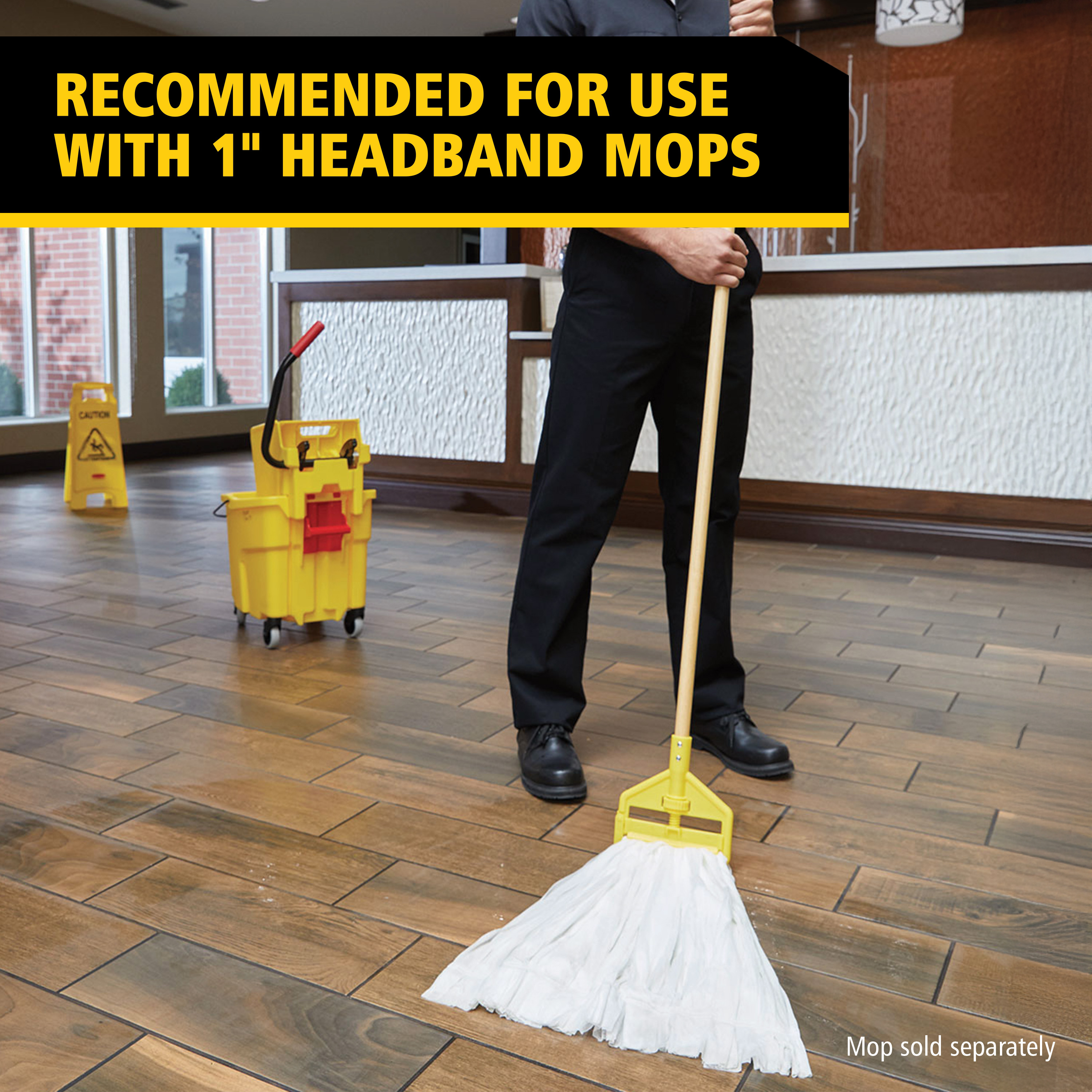 Invader® Mop Handle Large (LG) 60 IN Natural Yellow Wood 1/Each