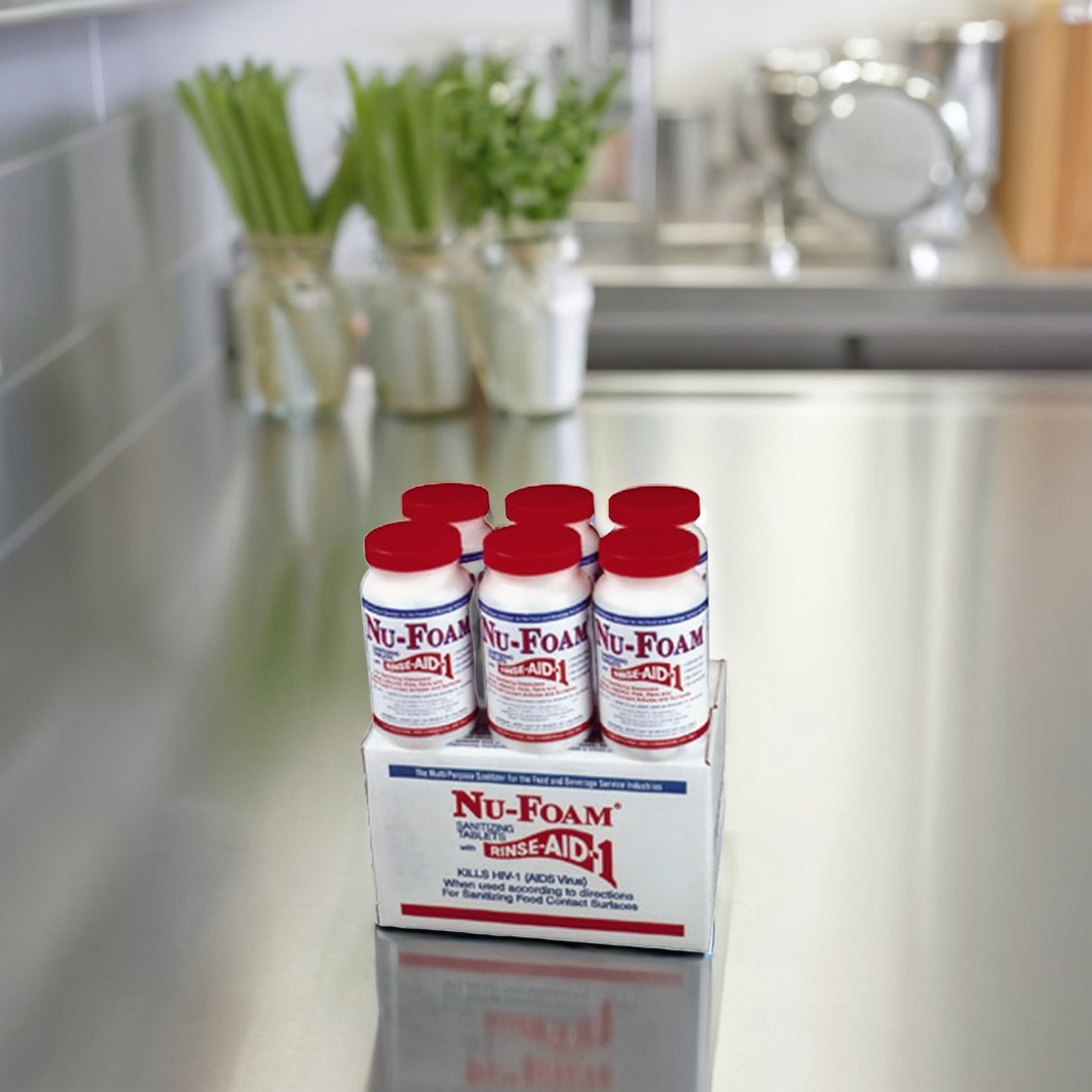 Nu-Foam® Sanitizer Tablet Rinse Aid 6 Count/Pack 100 Packs/Case