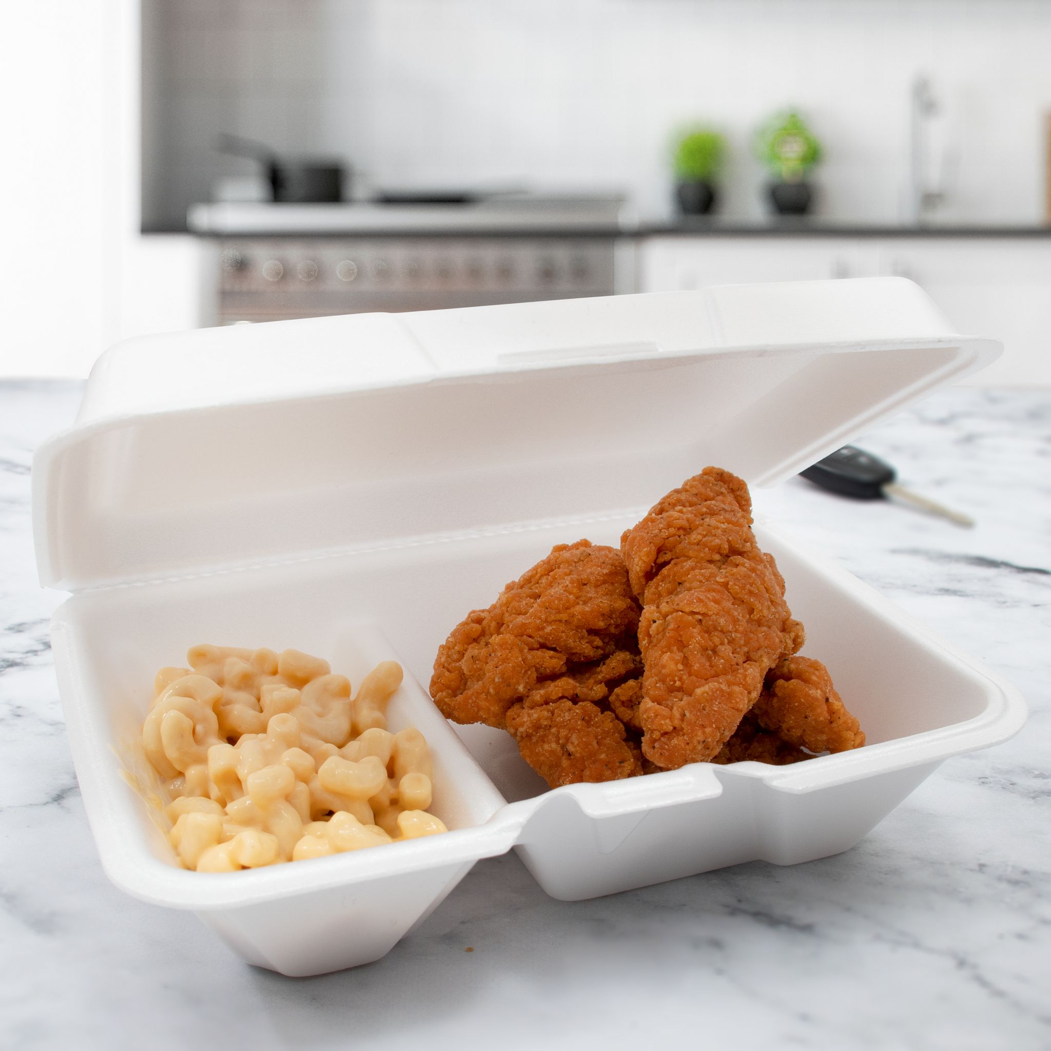 Dart® Take-Out Container Hinged 9.25X6.42X2.9 IN 2 Compartment XPS