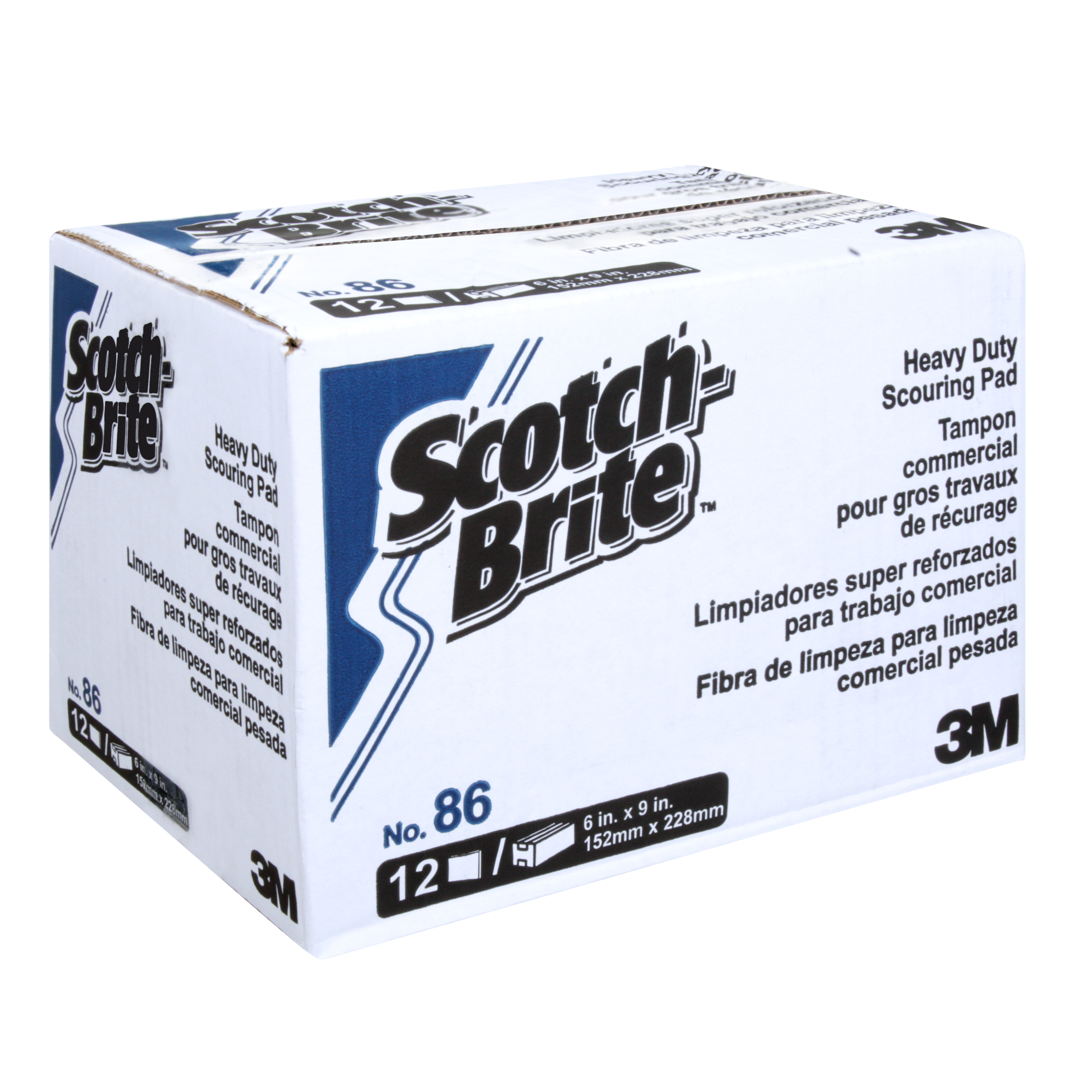 Scotch-Brite™ 86 Scouring Pad 9X6 IN Heavy Duty Fiber Green