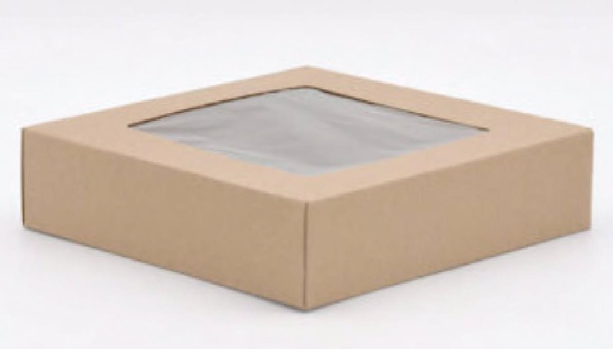 Cake Box 9X9X2.5 IN Kraft Paperboard Kraft Square 4 Corner Beers 1