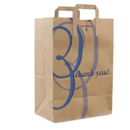 Lot De 250 Sacs Shopping Papier Marron "Thank You World" - Dimensions 12x7x17 Pouces