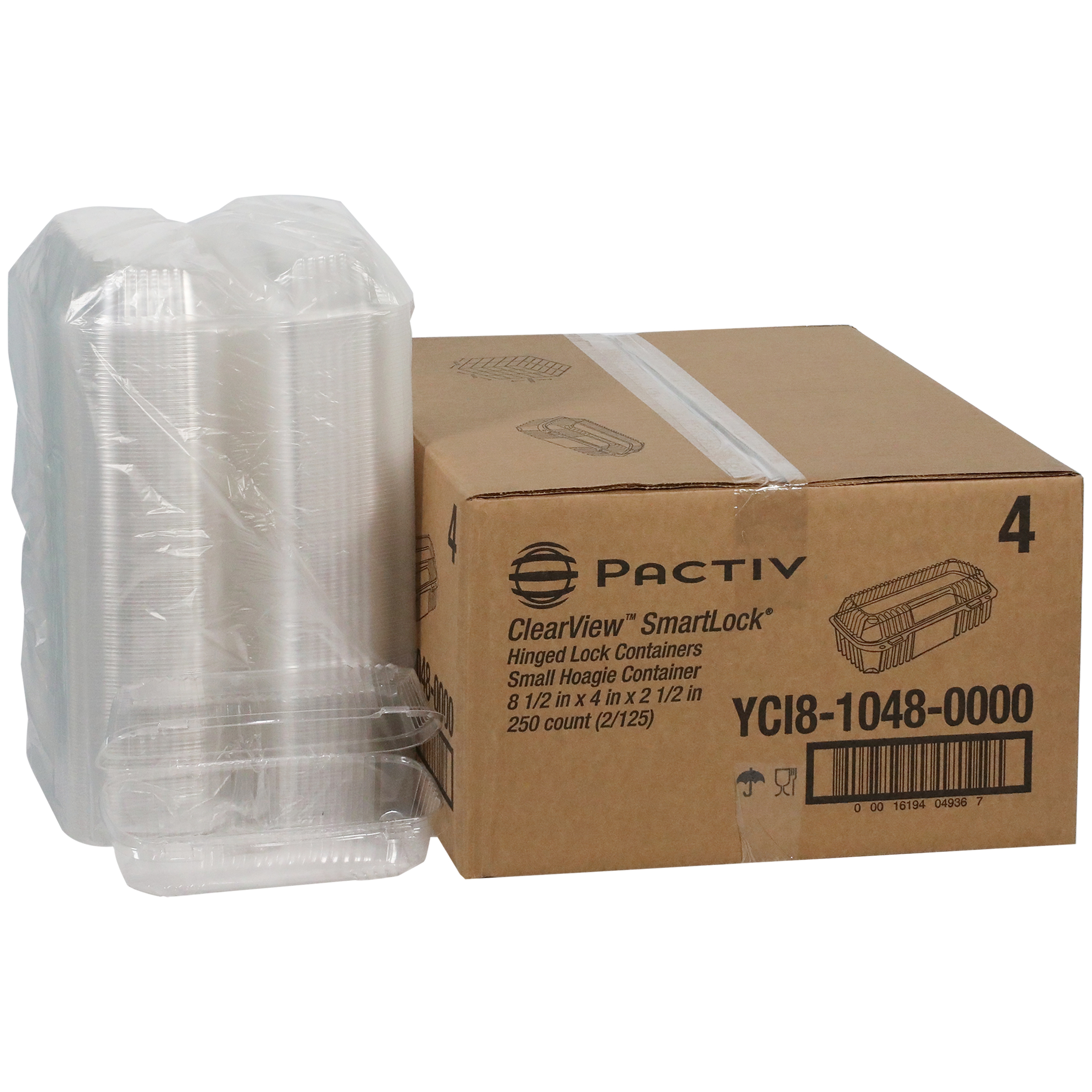 Hoagie & Sub Take-Out Container Hinged With Dome Lid Small