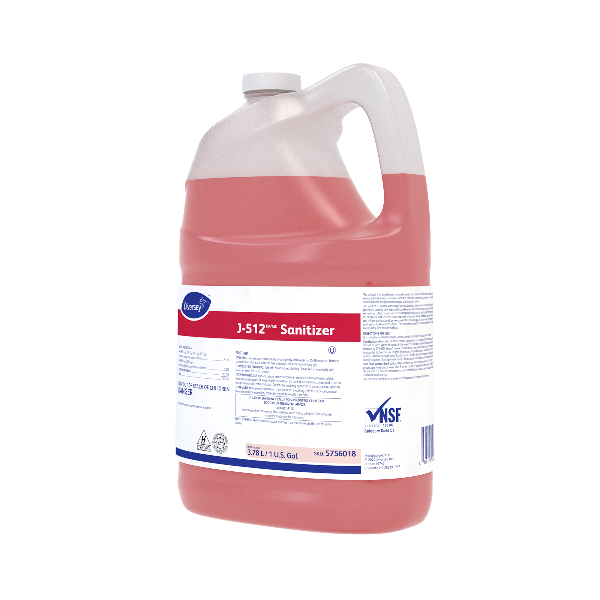 J-512 Food Service Sanitizer 1 GAL Multi Surface Liquid