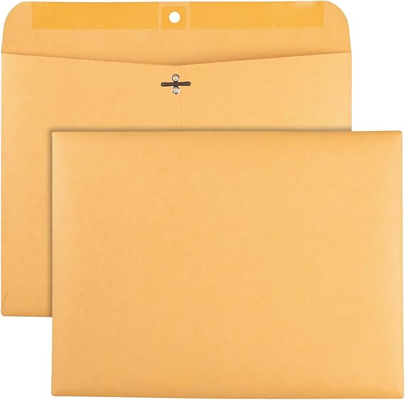Mailing Envelope 12X9 IN Kraft Paper 28LB Reinforced Clasp Closure
