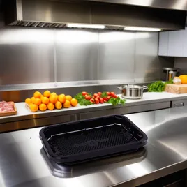 EZ-Tray 2D Meat Tray 8.25X5.25X1 IN APET Deep Black Rectangle