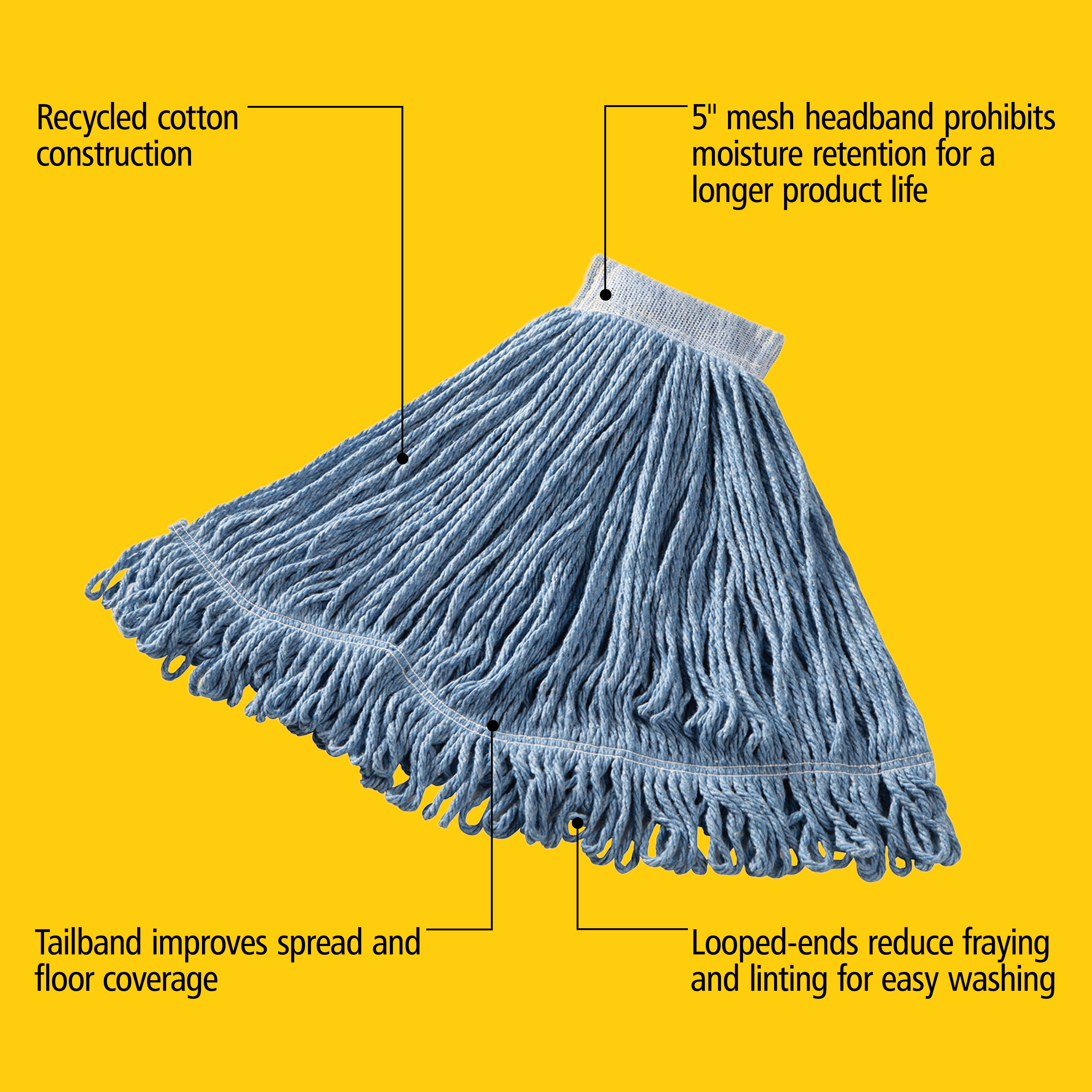 Super Stitch® Mop Head Large (LG) 24 OZ Blue Cotton Synthetic
