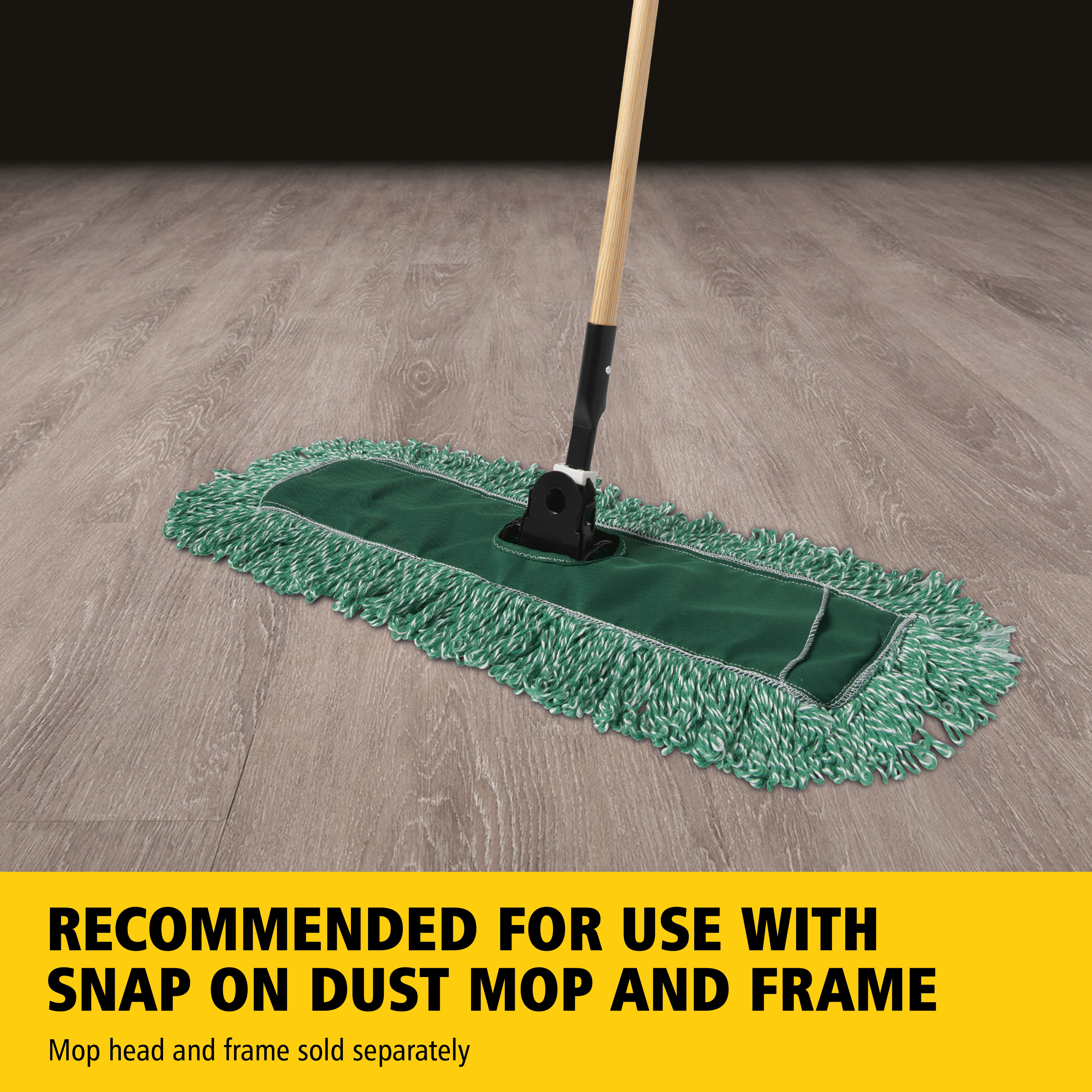 MOPです Mop Handle 60IN Natural Black Wood Snap-On Swivel 1/Each