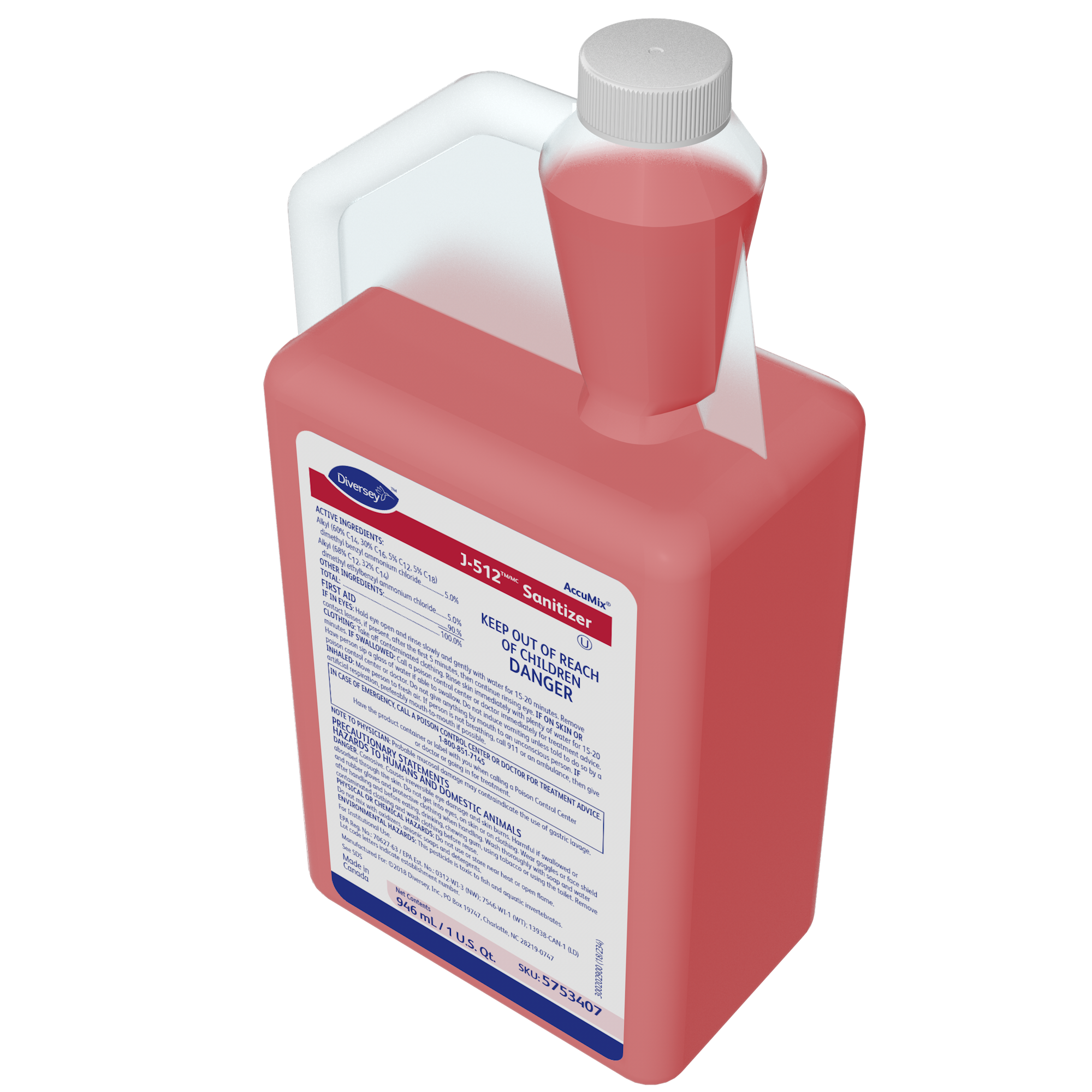 J-512 Sanitizer 32 FLOZ Multi Surface Liquid Concentrate Quat
