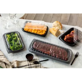 Half Rib Take-Out Container Base & Lid Combo With Dome Lid 34.3 OZ