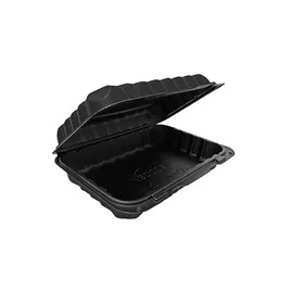 Take-Out Container Hinged 9.25X6.5X2.25 IN PP Black 150/Case