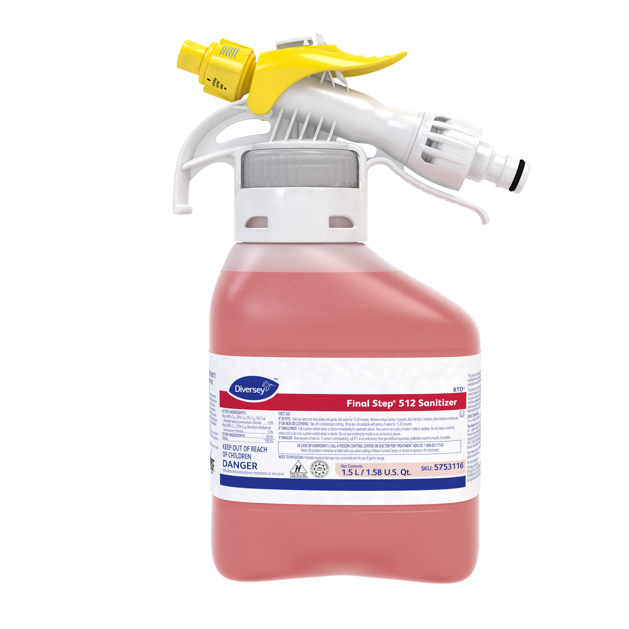 Final Step® Sanitizer 1.5 L Multi Surface Liquid RTD Quat Kosher 2