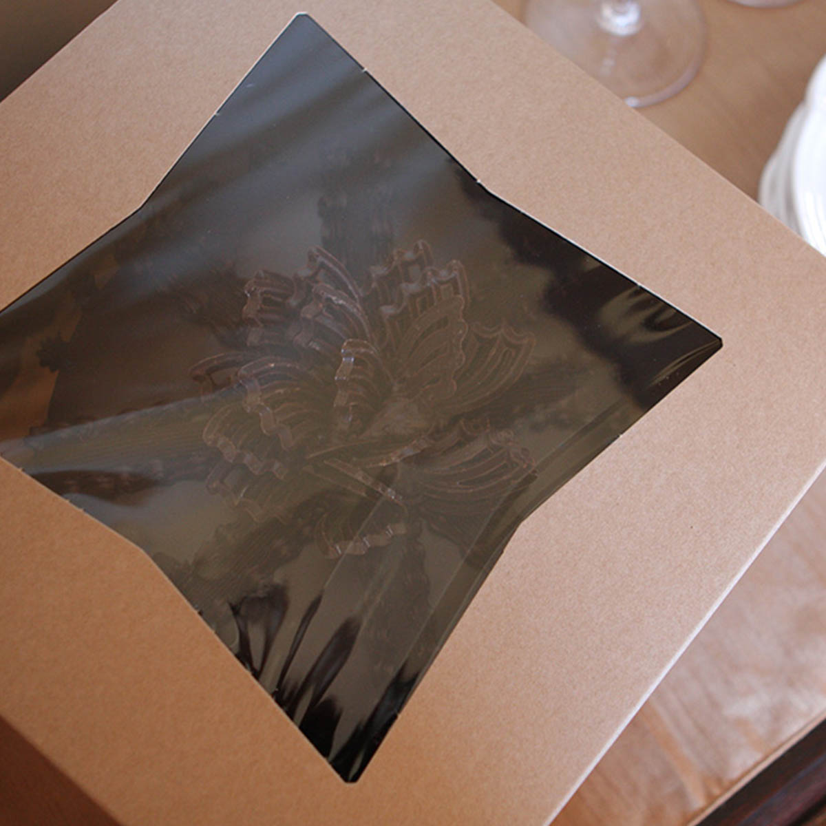 Cake Box 9X9X2.5 IN Kraft Paperboard Kraft Square Lock Corner Tuck