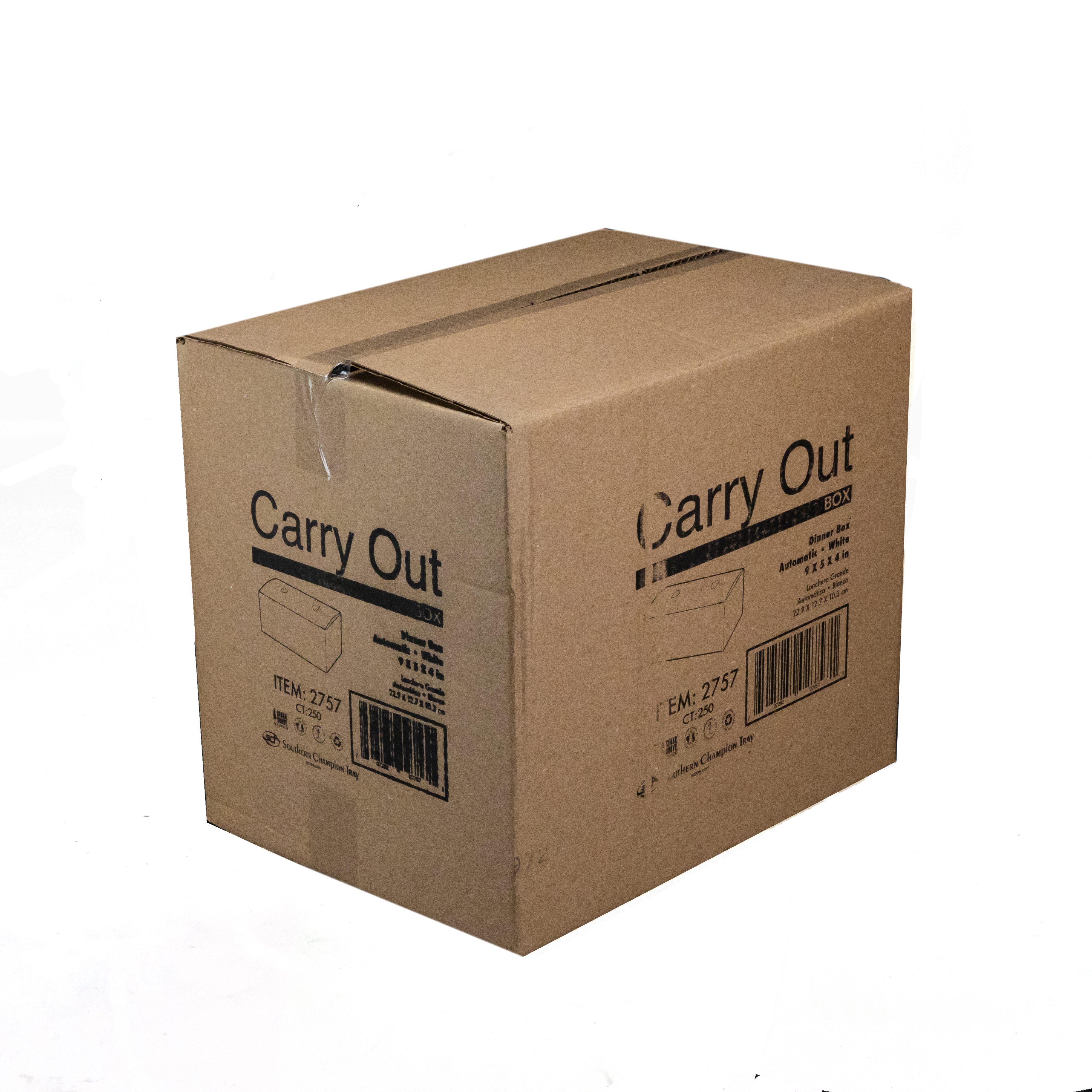 Lunch Take-Out Box 9X5X4 IN SBS Paperboard White Rectangle Tuck