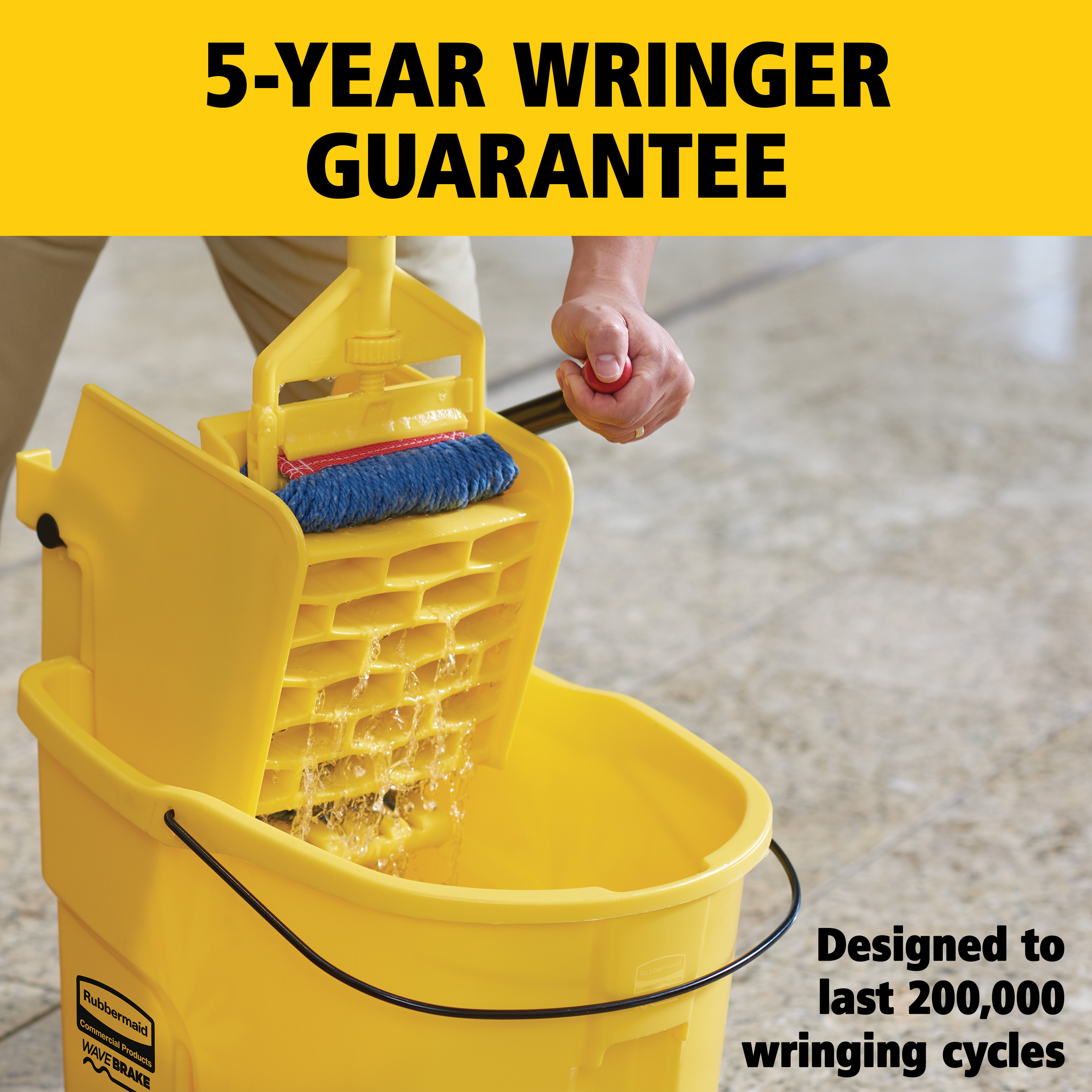 WaveBrake® Mop Bucket & Wringer 35 QT Plastic Yellow Side