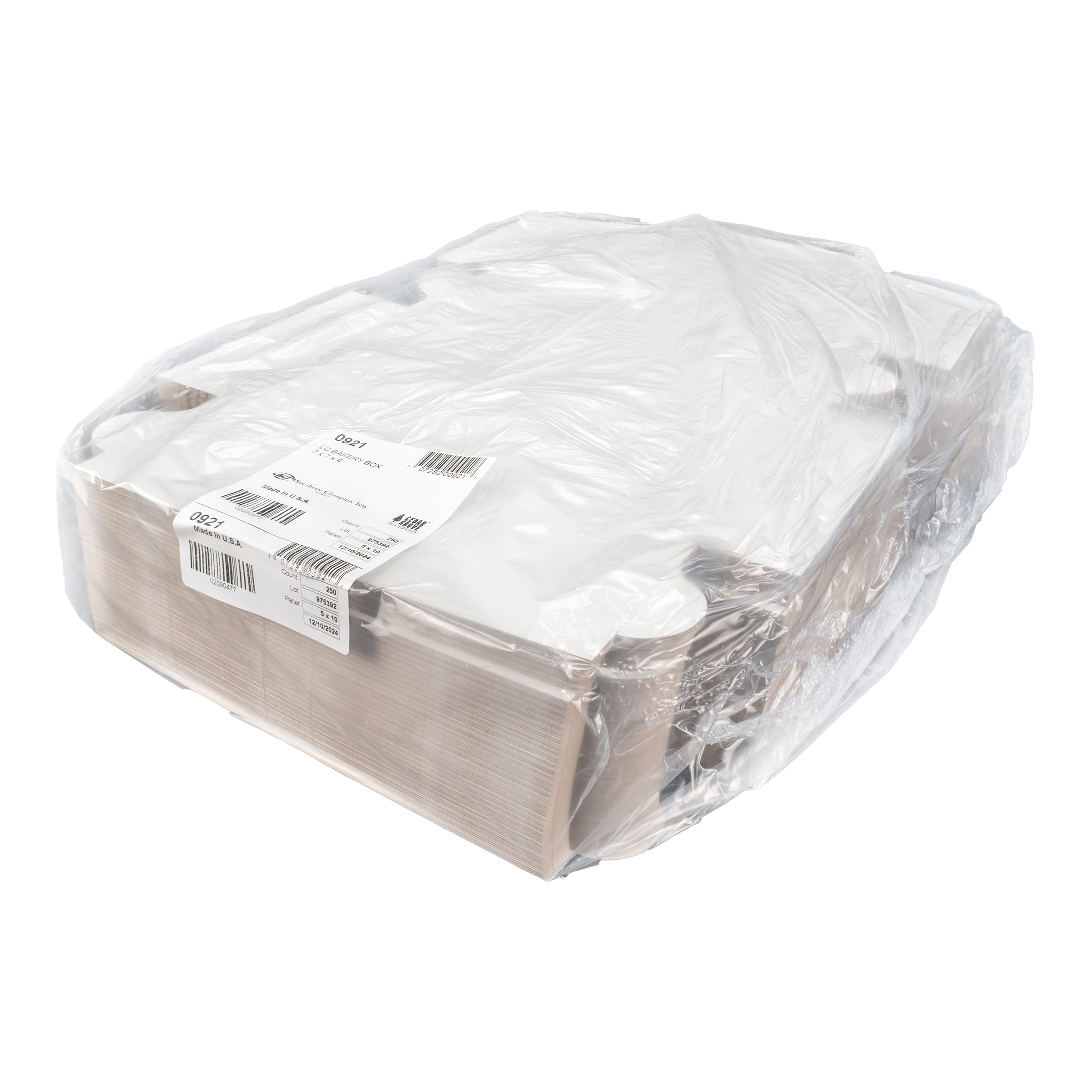 Bakery Box 7X7X4 IN Clay-Coated Kraft Board White Kraft Square