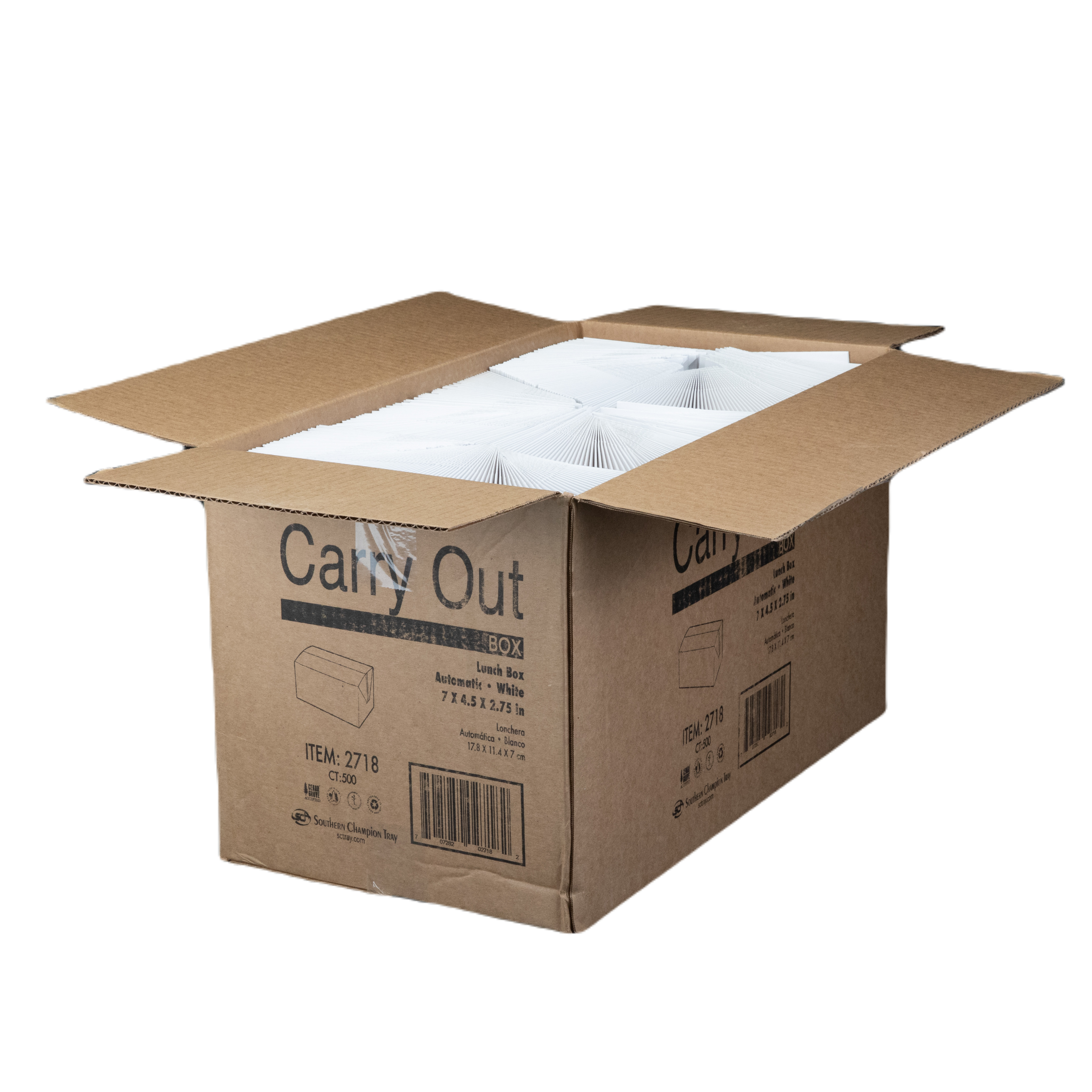 Take-Out Box Tuck-Top 7X4.5X2.75 IN SBS Paperboard White Rectangle