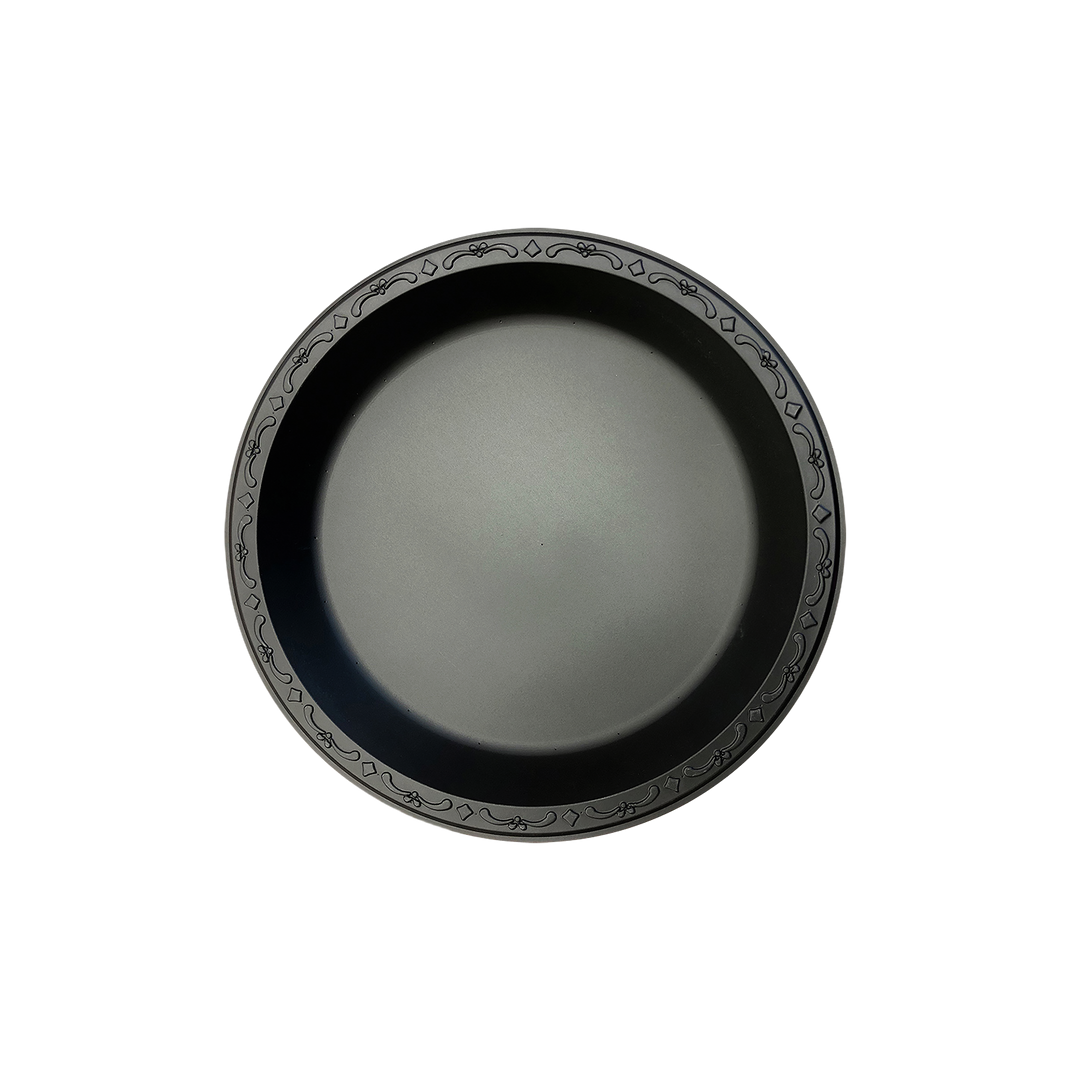 Pebble Box Plate 10.25 IN PP Black Round Microwave Safe Grease