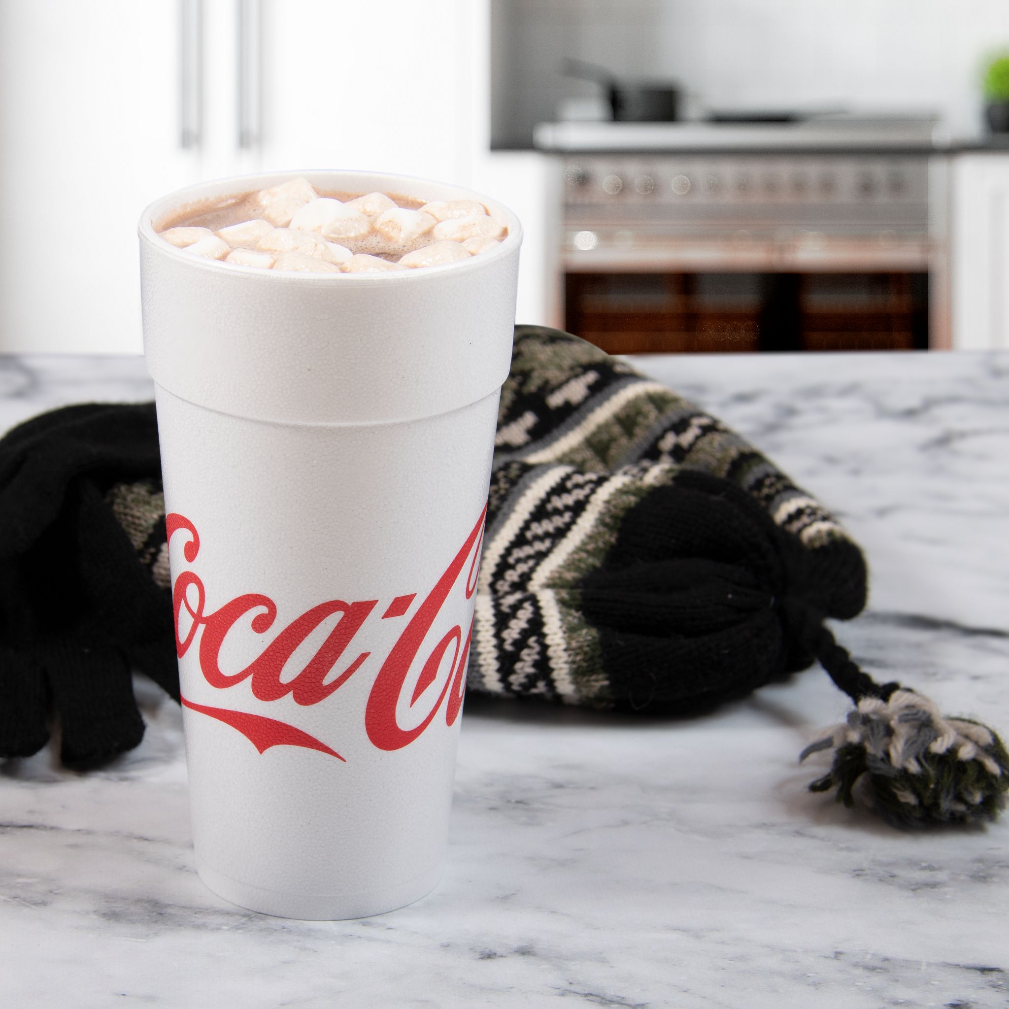 Dart® J Cup® Cup Insulated 24 OZ EPS White Red Coca-Cola® Stock