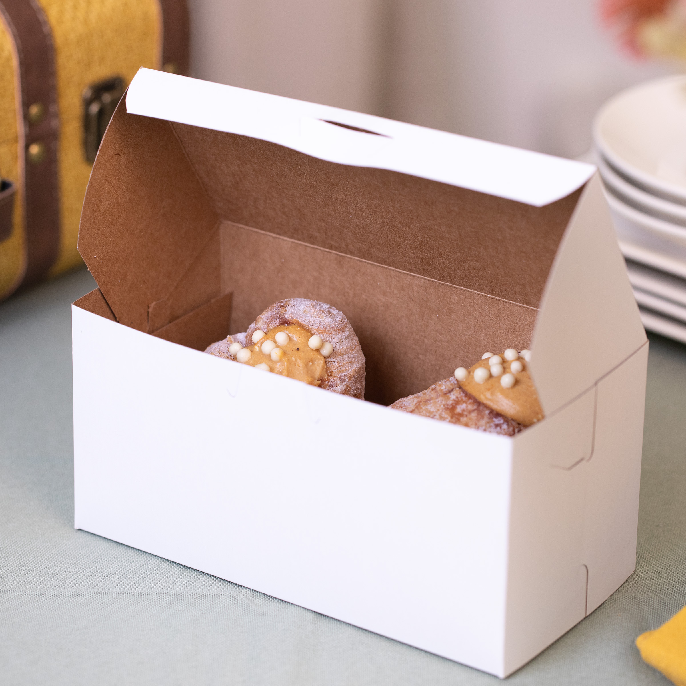 Babka Cake Loaf Box 8X4X4 IN Clay-Coated Kraft Board White Kraft