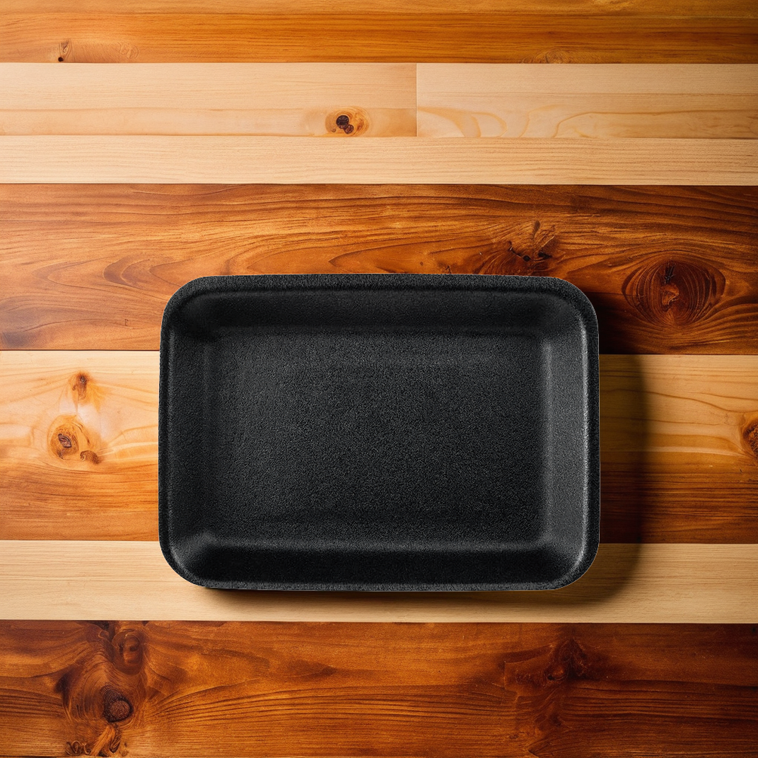 Poultry Tray Polystyrene Foam Black 400/Case | Imperial Dade