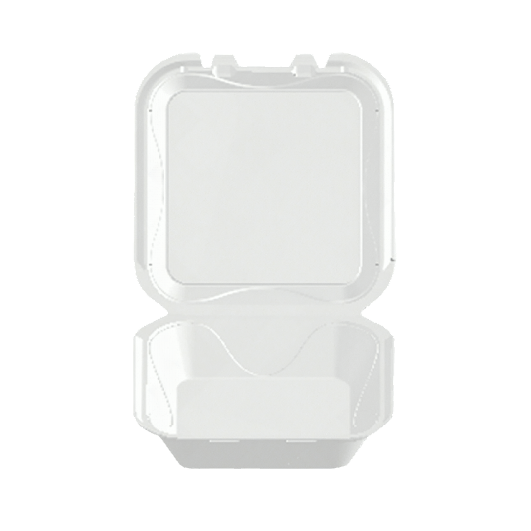 Take-Out Container Hinged 9X9X3.1 IN Polystyrene Foam White Square