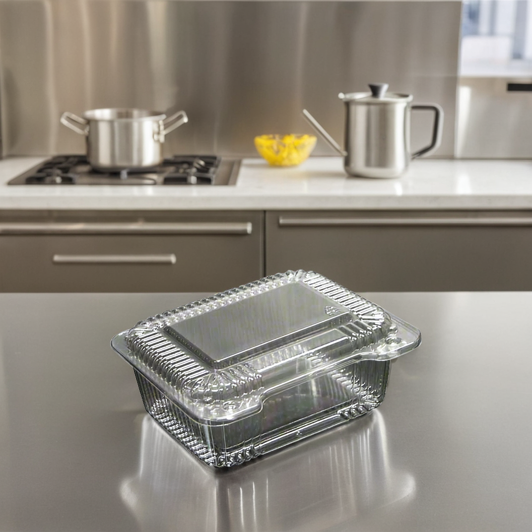 WNA Take-Out Container Hinged With Flat Lid 6.25X5X2.25 IN PET