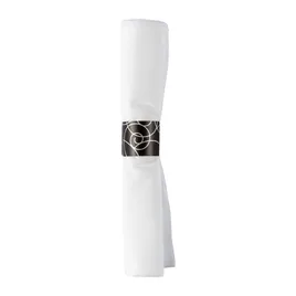 CaterWrap® Linen-Like® 4PC Cutlery Kit Black Pre-Rolled With White