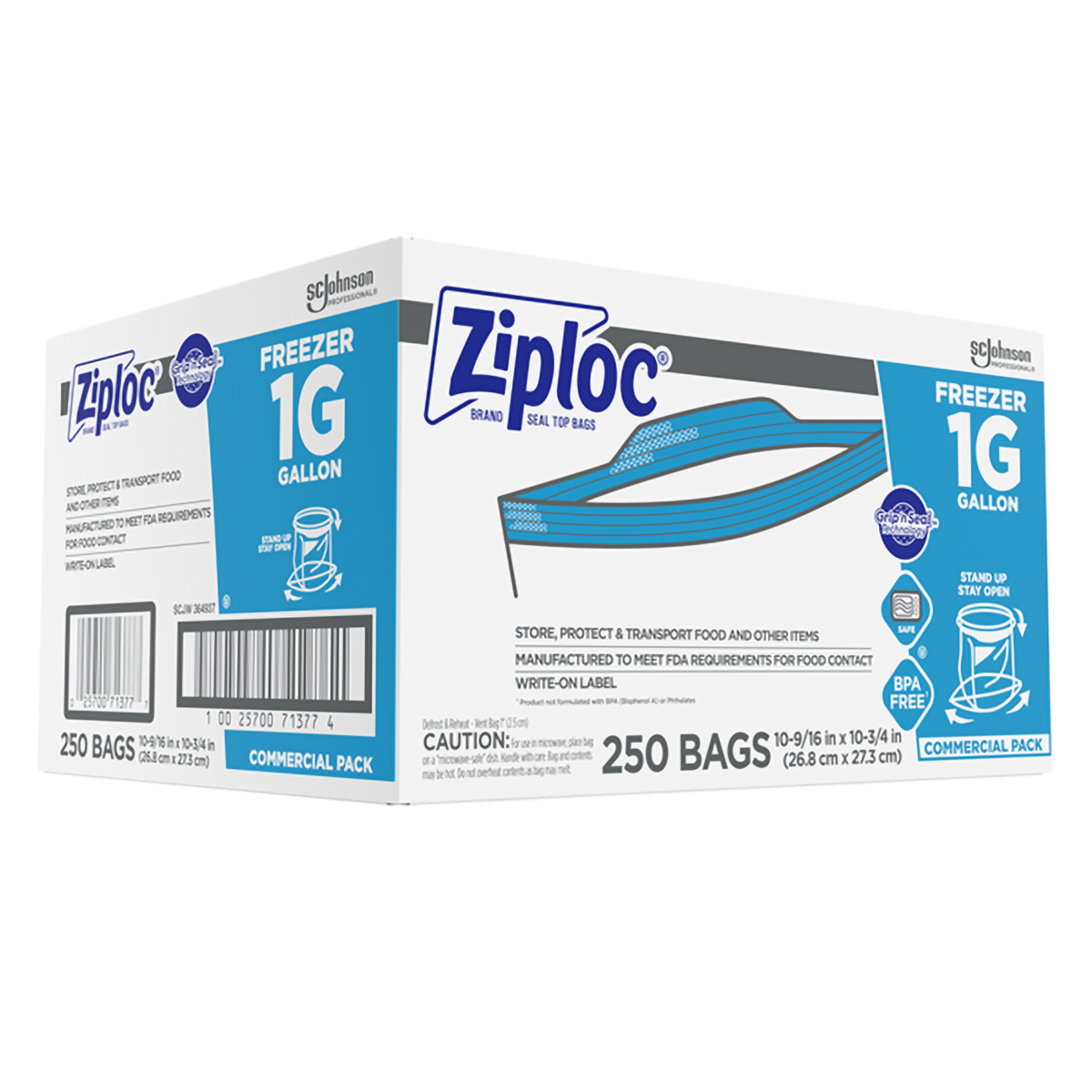 Ziploc® Freezer Bag 10.56X10.75 IN 1 GAL Plastic 1.2MIL With Zip