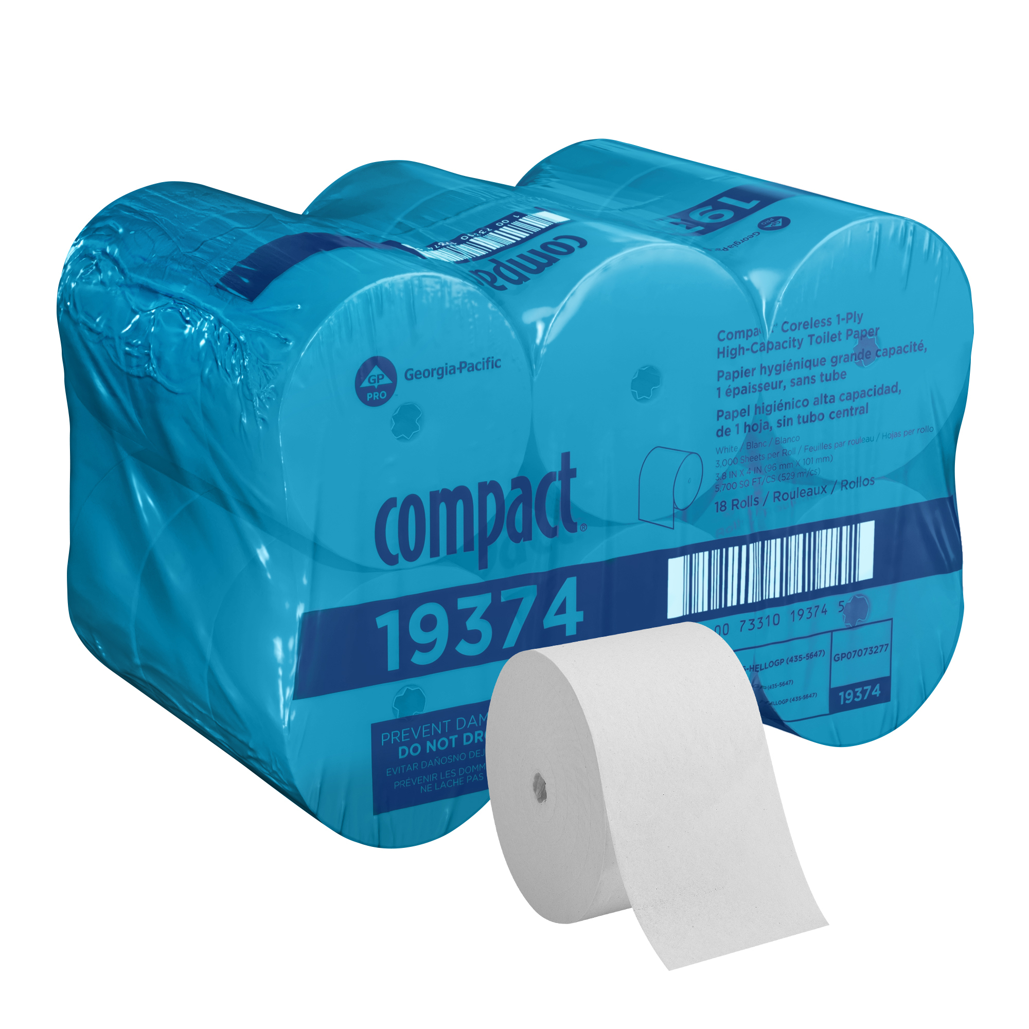 Compact® Toilet Paper & Tissue Roll 3.8X4 IN 1PLY White Coreless