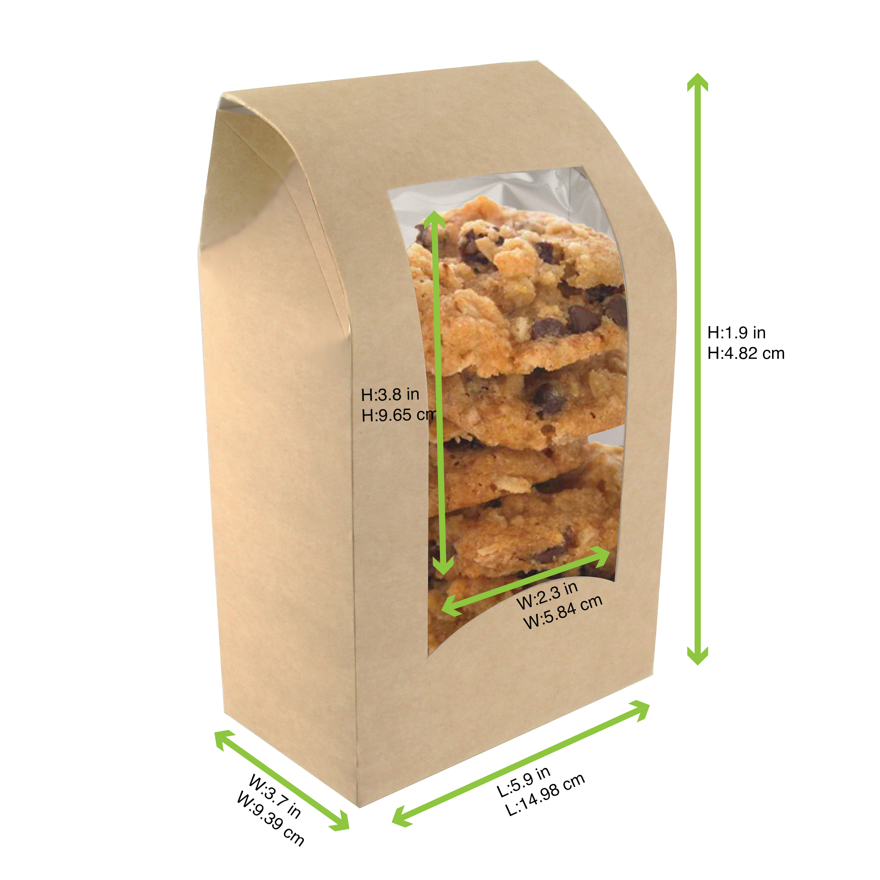 RYKOMO 200 Heat-Sealable Bakery Bags With Window - 7.5x7.1 Inch Kraft Paper Bags, Grease Resistant, Includes 210 Stickers