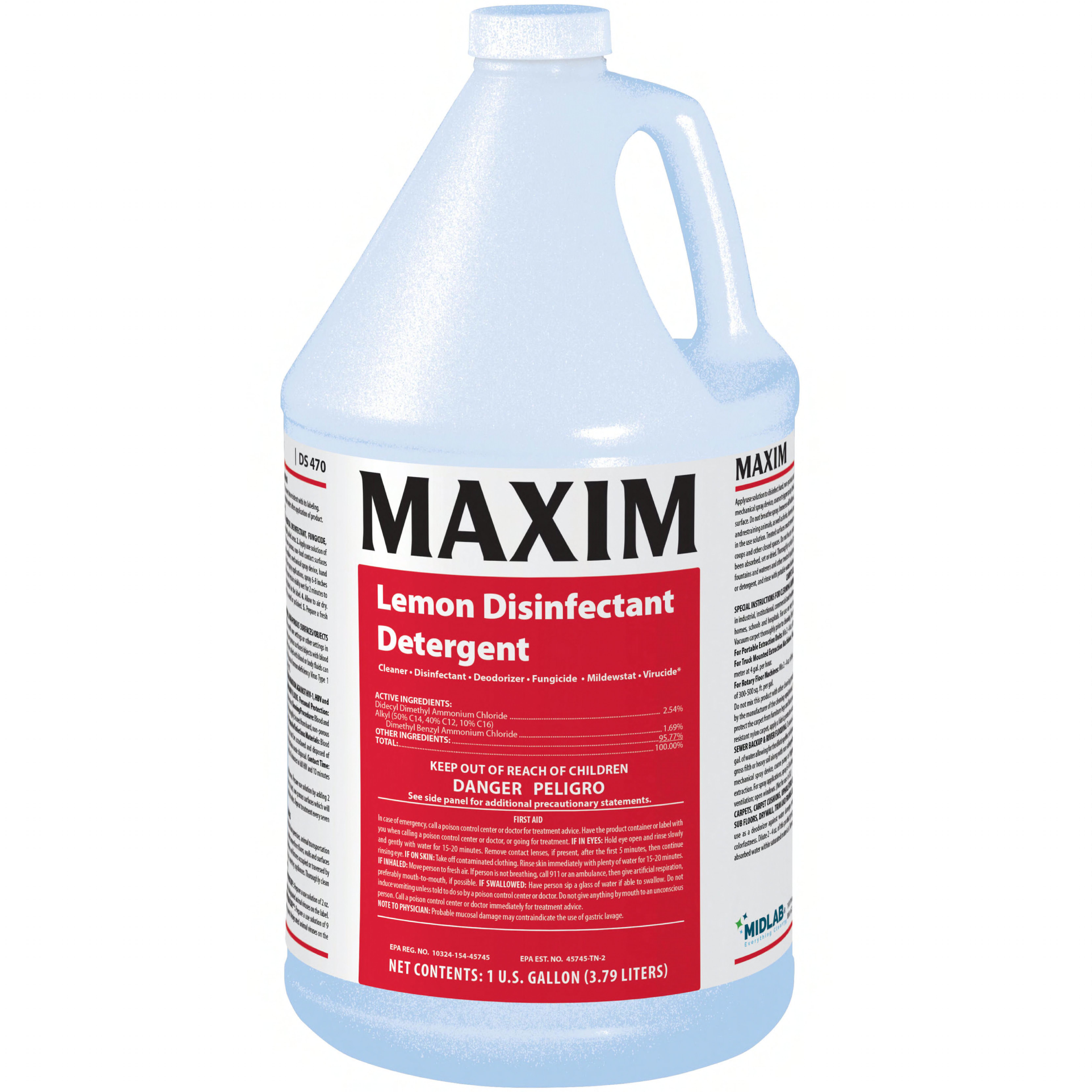 Maxim® Lemon One-Step Disinfectant 1 GAL Multi Surface Concentrate