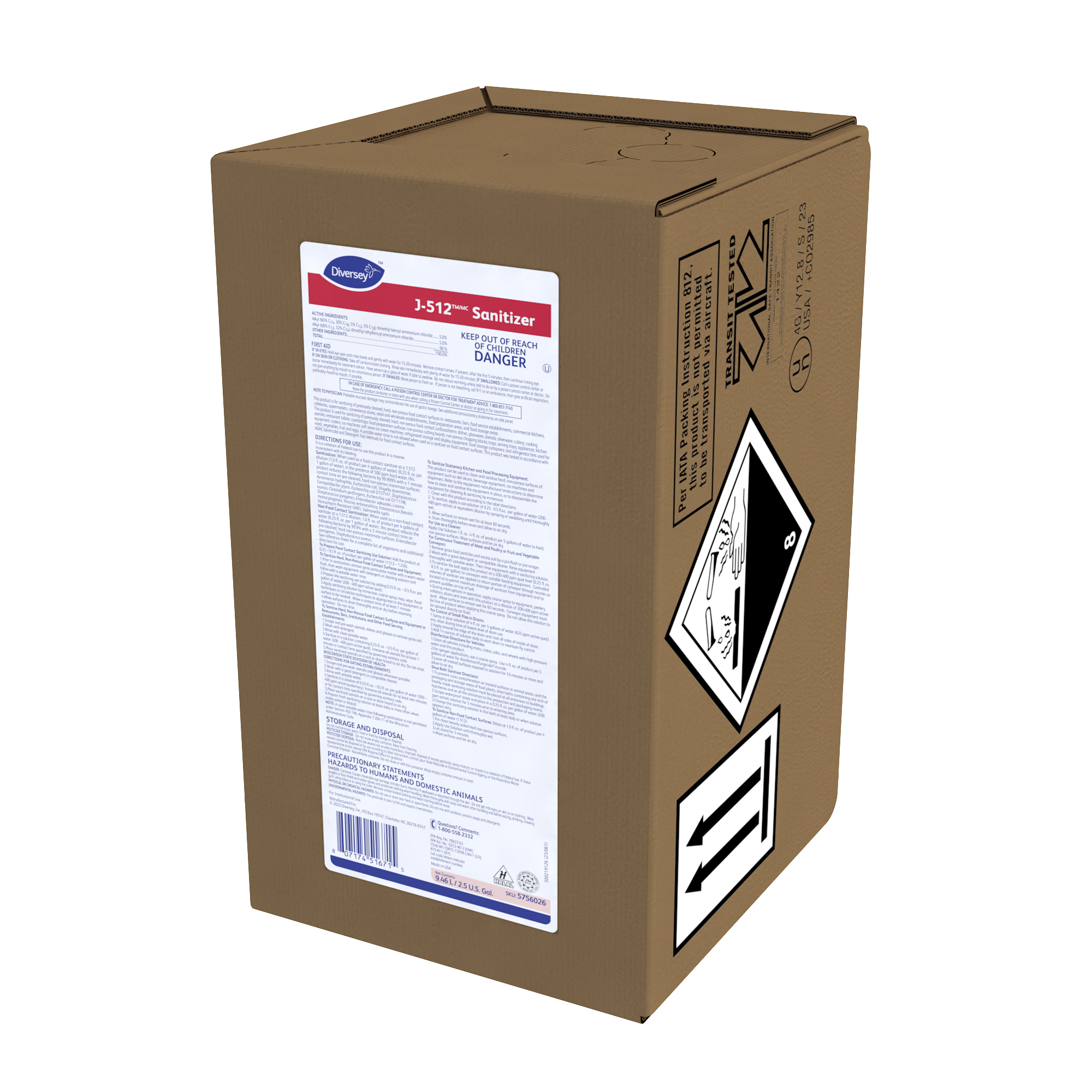 J-512 Sanitizer 2.5 GAL Multi Surface Liquid Concentrate Quat