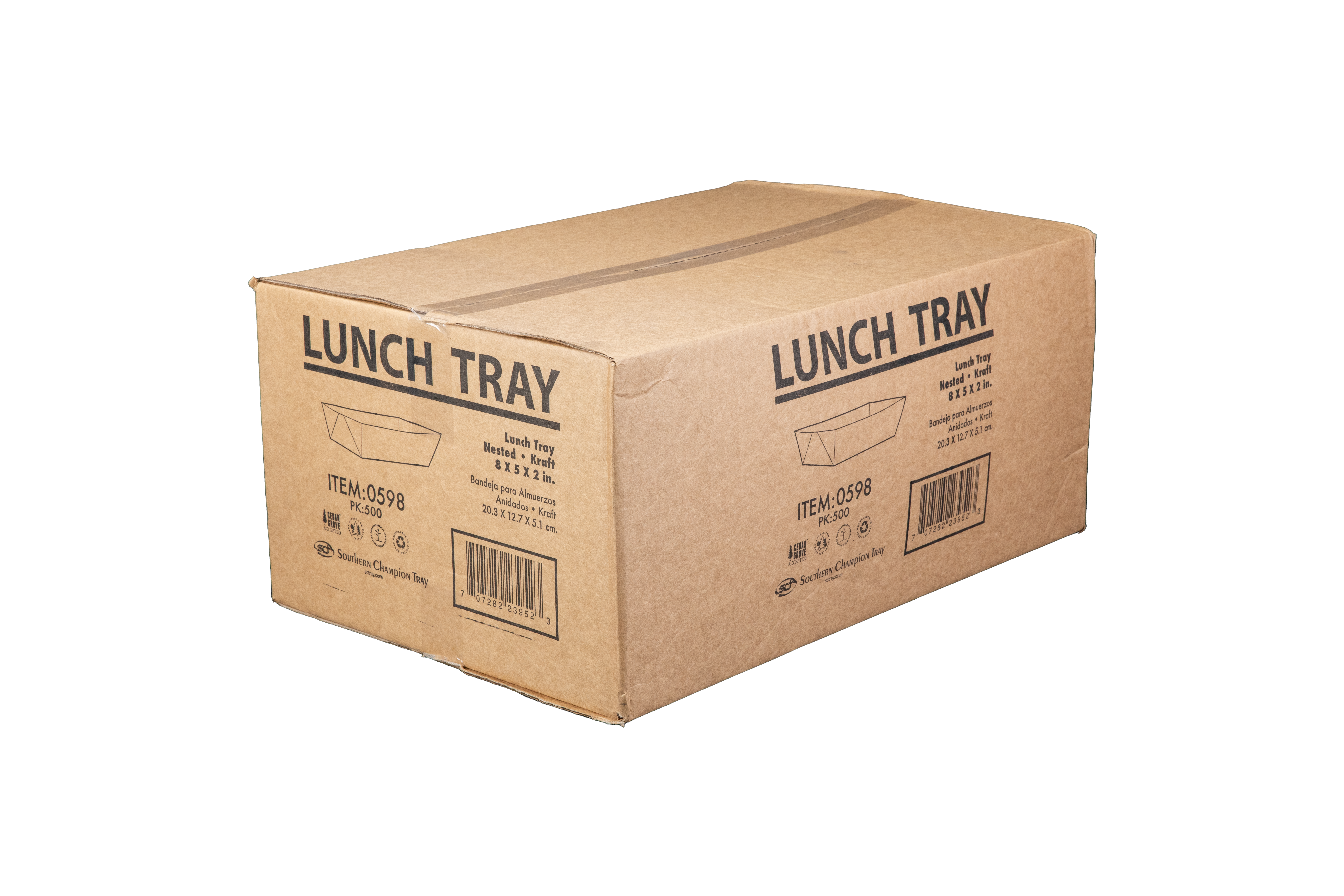 Food Tray 8X5X2 IN Kraft Paperboard Kraft Rectangle 500/Case