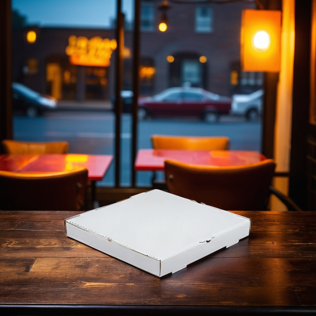 Pizza Box 20X20X2 IN Corrugated Cardboard White Kraft Fluted B