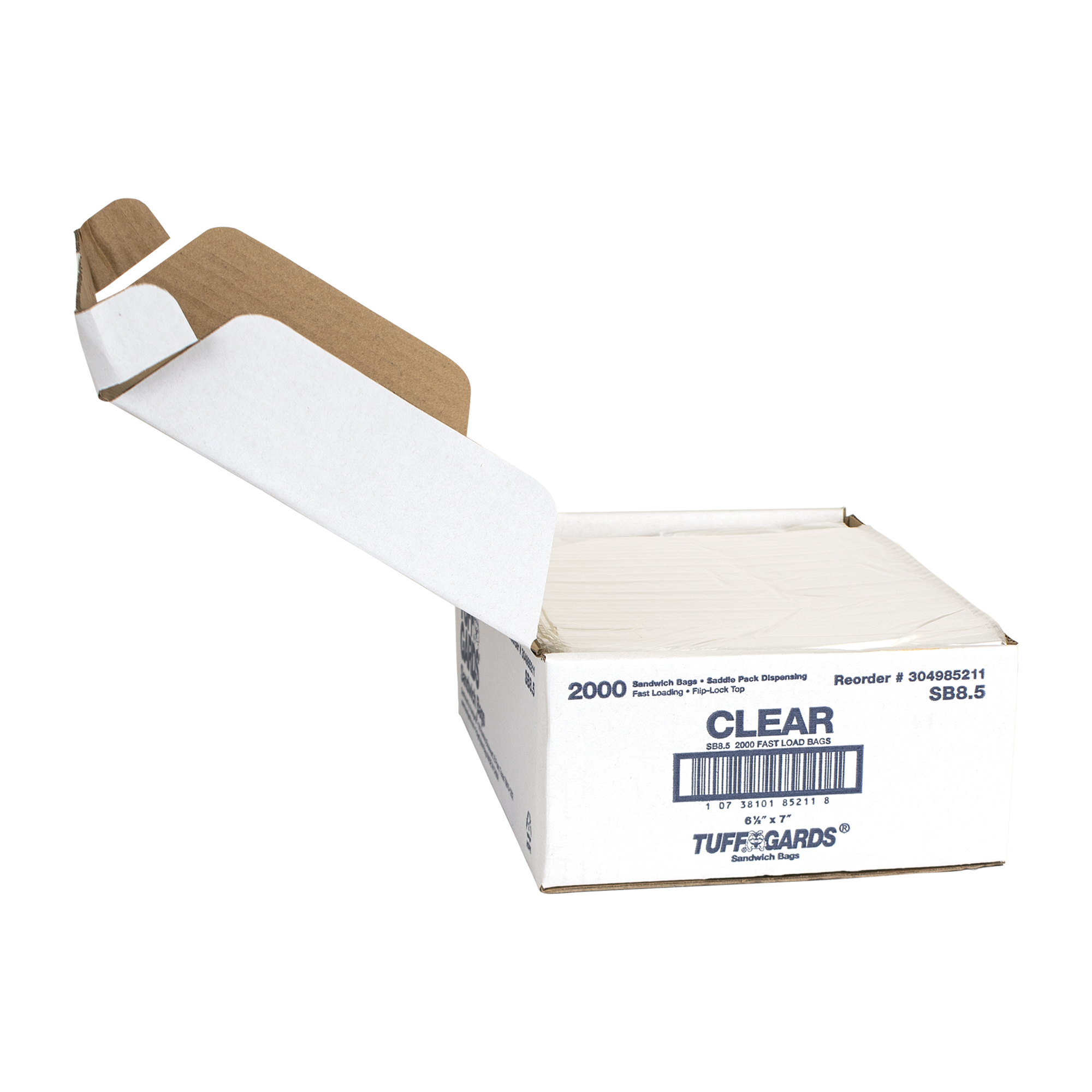 Tuffgards® Sandwich Bag 6.5X7 IN HDPE Clear With Flip Top Closure