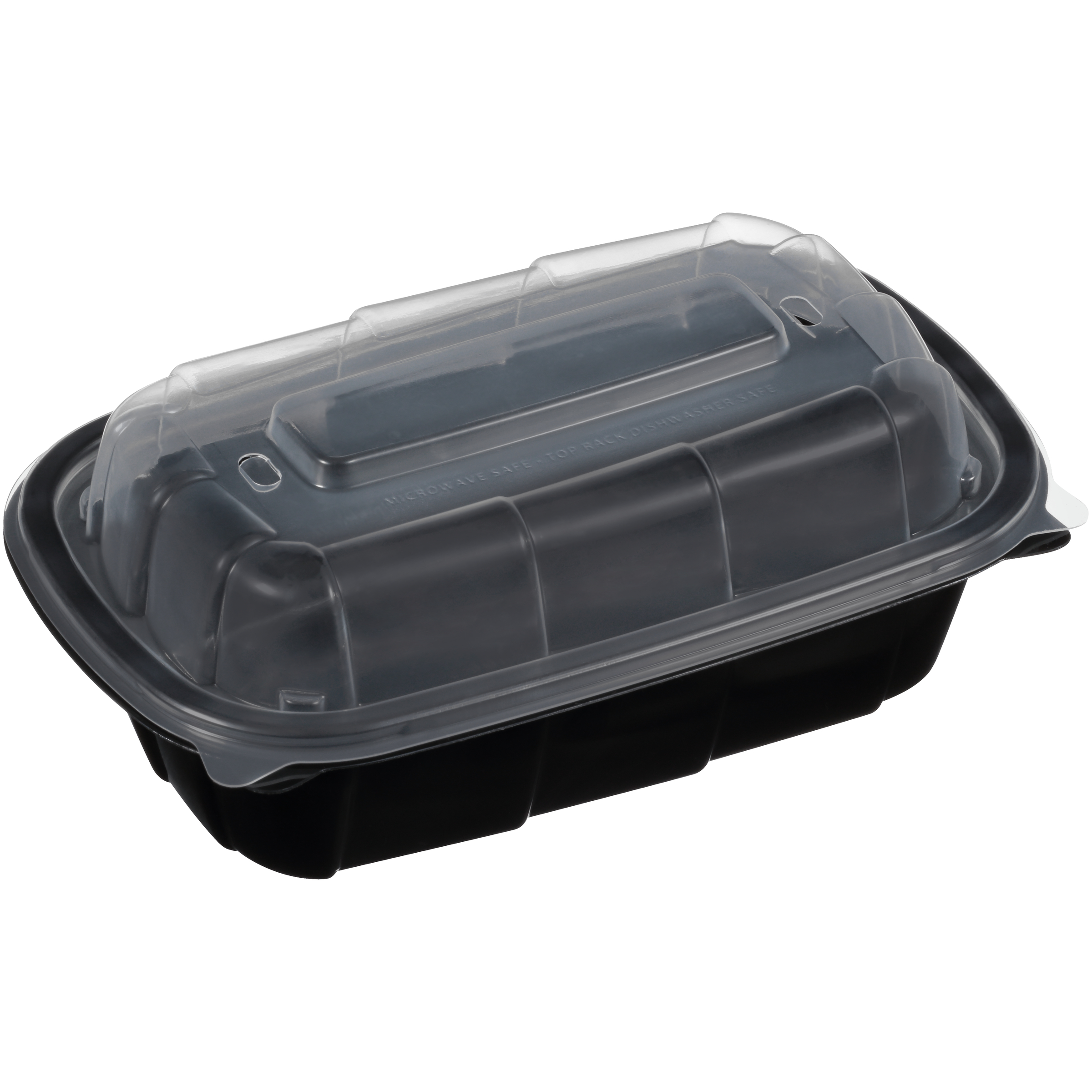 Take-Out Container Hinged With Dome Lid 6X9X3.5 IN PP Clear Black