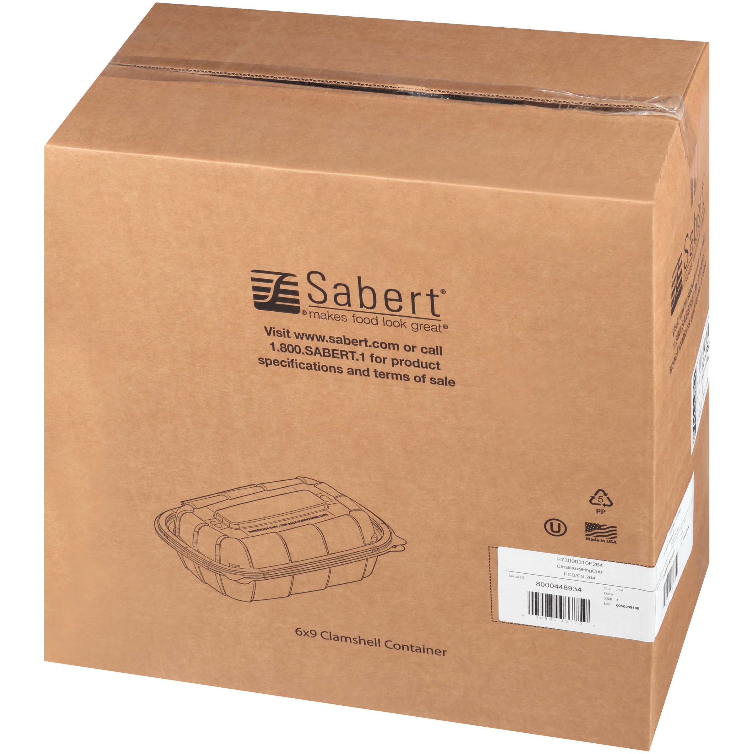 pote Take-Out Container Hinged With Dome Lid 6X9X3.5 IN PP Clear Black