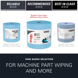 WypAll® X80 Cleaning Wipe 12.4X12.2 IN Heavy Duty HydroKnit Blue