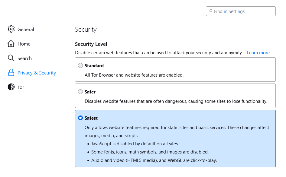 Disable JavaScript in Tor Browser