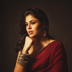 Actress Faria Abdullah in a Red Saree with Traditional Jewelry