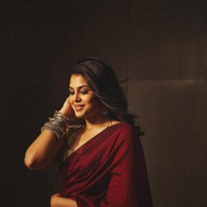 Actress Faria Abdullah in a Red Saree with Traditional Jewelry
