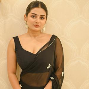 Actress Esther Anil Shines In Stylish Black Saree Look