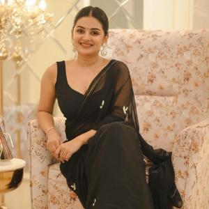 Actress Esther Anil Shines In Stylish Black Saree Look