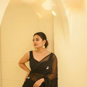 Actress Esther Anil Shines In Stylish Black Saree Look