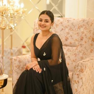 Actress Esther Anil Shines In Stylish Black Saree Look